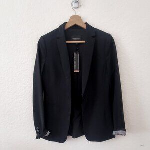Banana Republic Long and Lean Black Blazer with striped pattern cuff  BRAND NEW